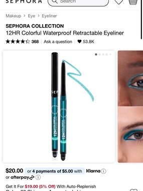 Sephora 12HR Colorful Waterproof Retractable Eyeliner — Teal